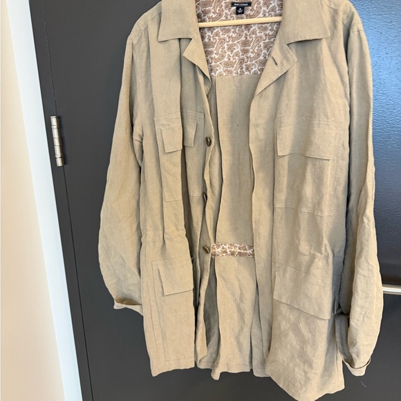 Thomas Jeffrey M Mint condition linen Men's Casual Beige Shirt Jacket- EUC - Picture 3 of 14